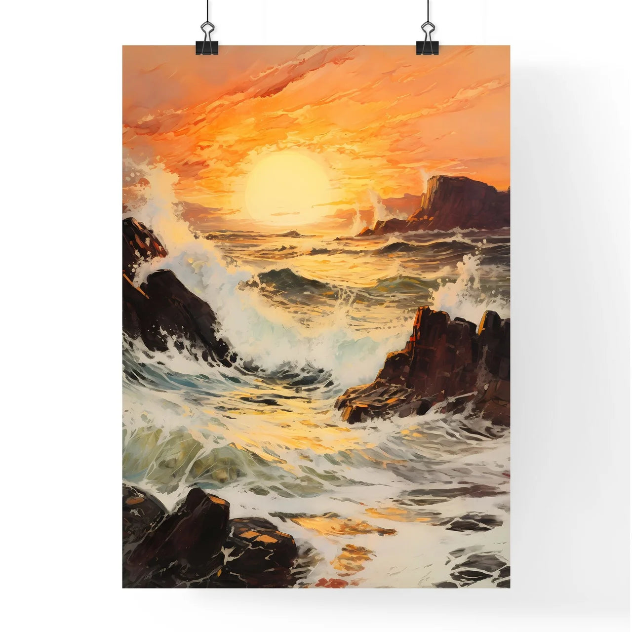 A Poster of breaking ocean wave falling - A  Poster