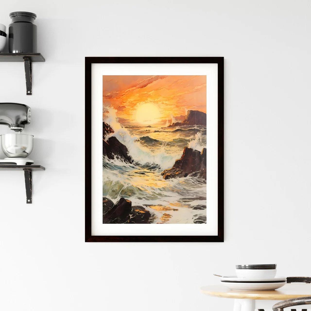 A Poster of breaking ocean wave falling - A  Framed Print