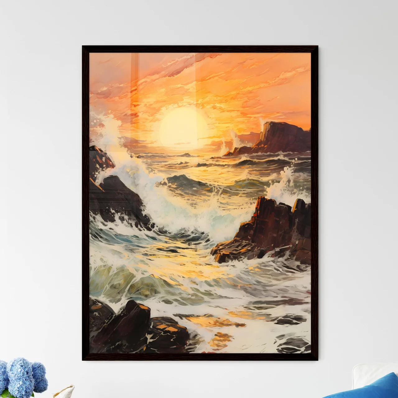A Poster of breaking ocean wave falling - A  - Framed Art Print