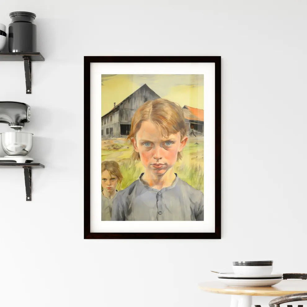 A Poster of In a country side - A Girl Looki Framed Print