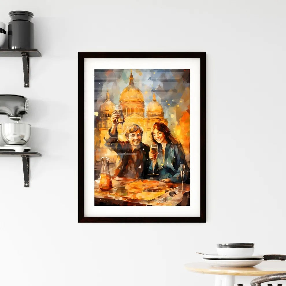 A Poster of happy people celebrating new yea Framed Print