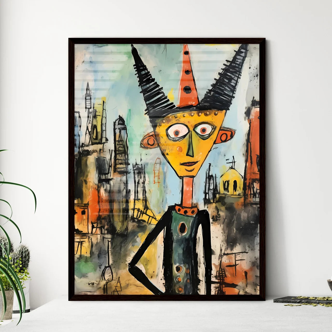 A Poster of Santas Elf - A Painting Of A Man In A Hat Framed Art