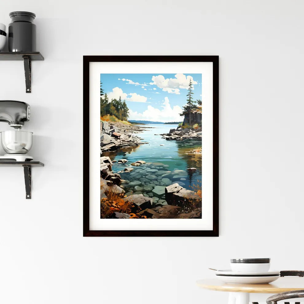 A Poster of Lake Superior Canada - A River W Framed Print