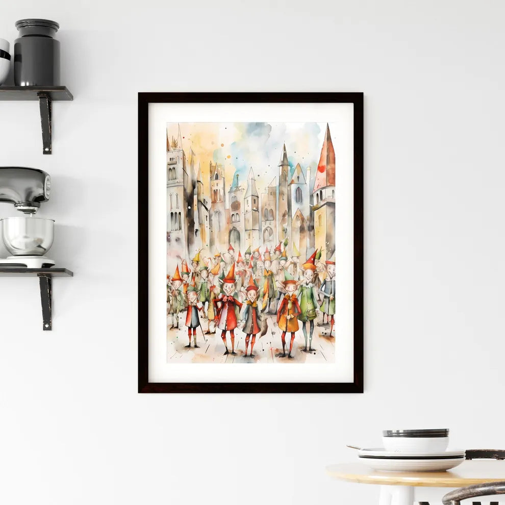 A Poster of whimsical colorful illustration  Framed Print