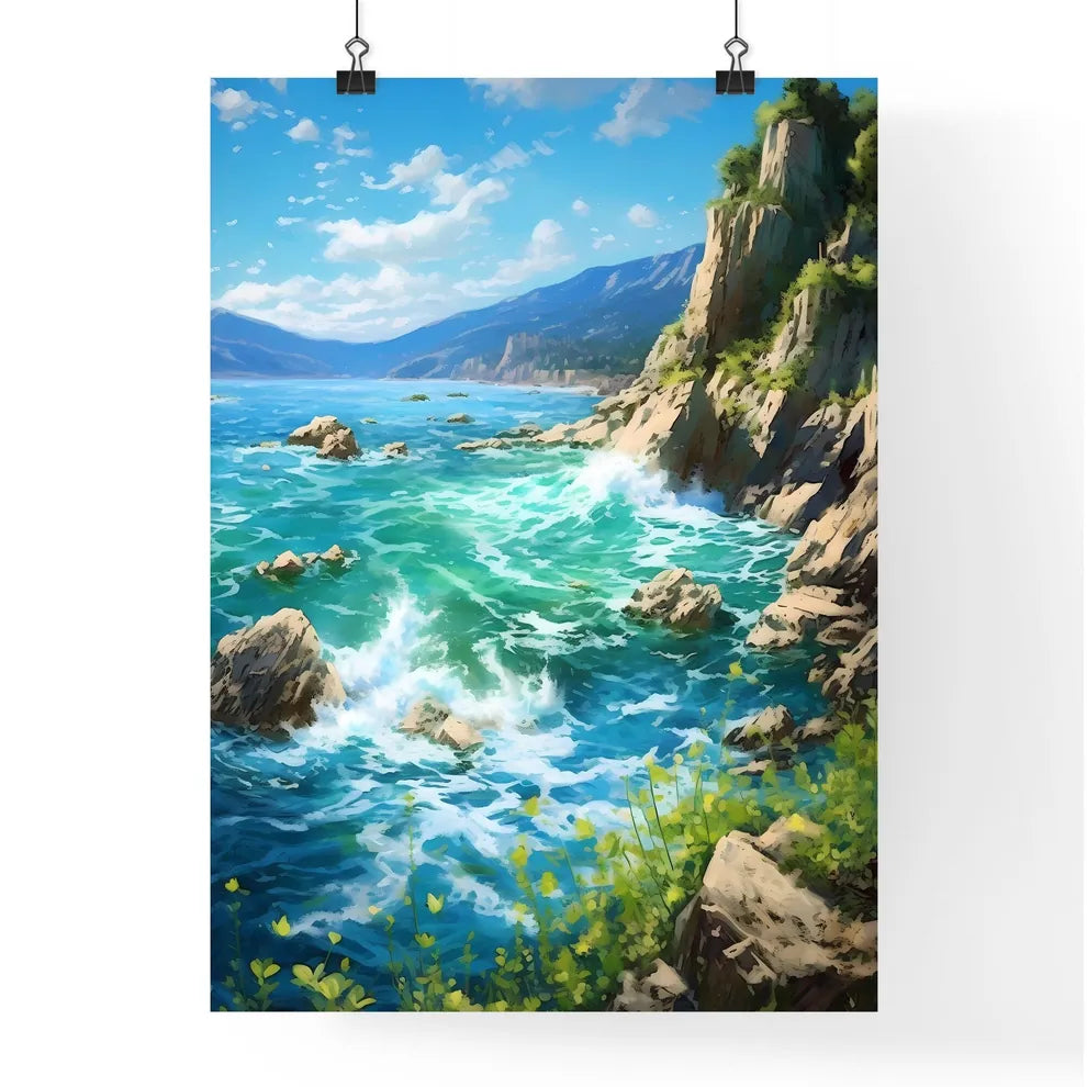A Poster of Azure coast beautiful seashore - Poster