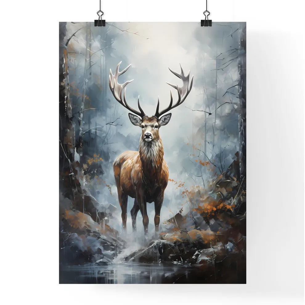 A Poster of elk in the fog print  Poster