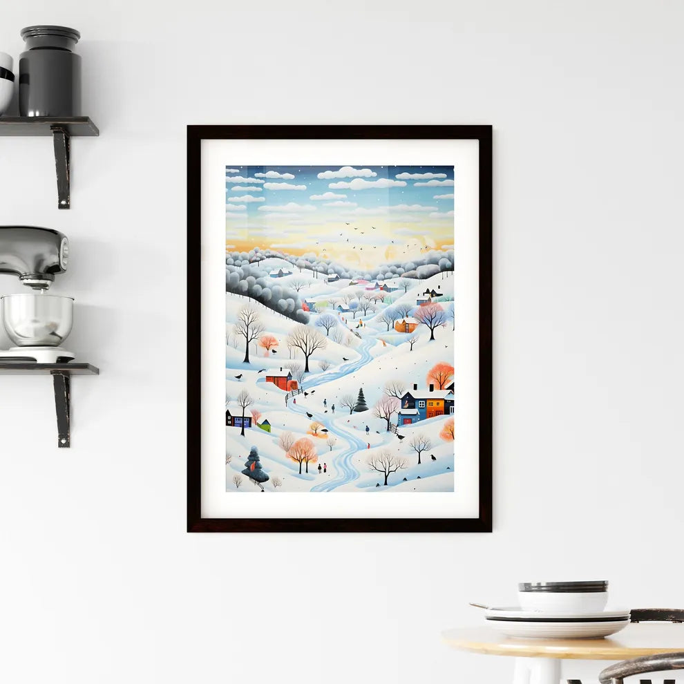 A Poster of snow landscape - A Painting O Framed Print