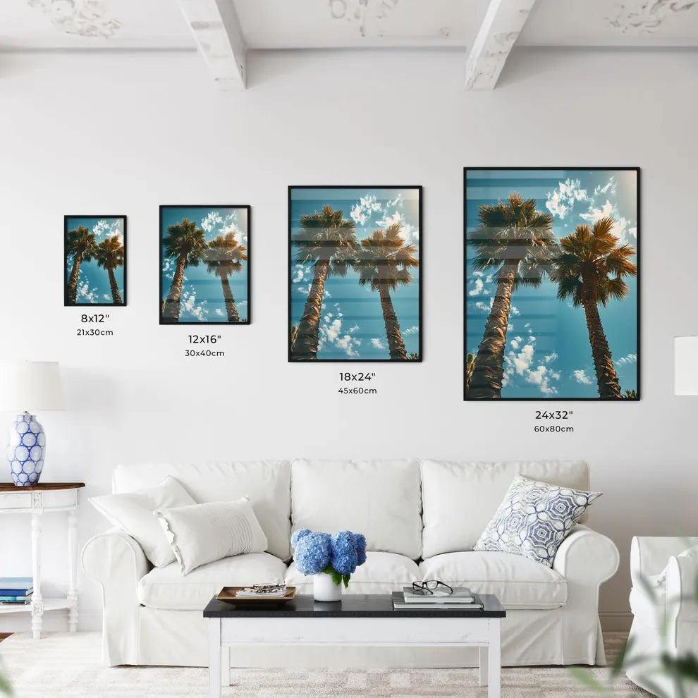 A Poster of two palm trees amidst a blue - A - Kitchen Hangings