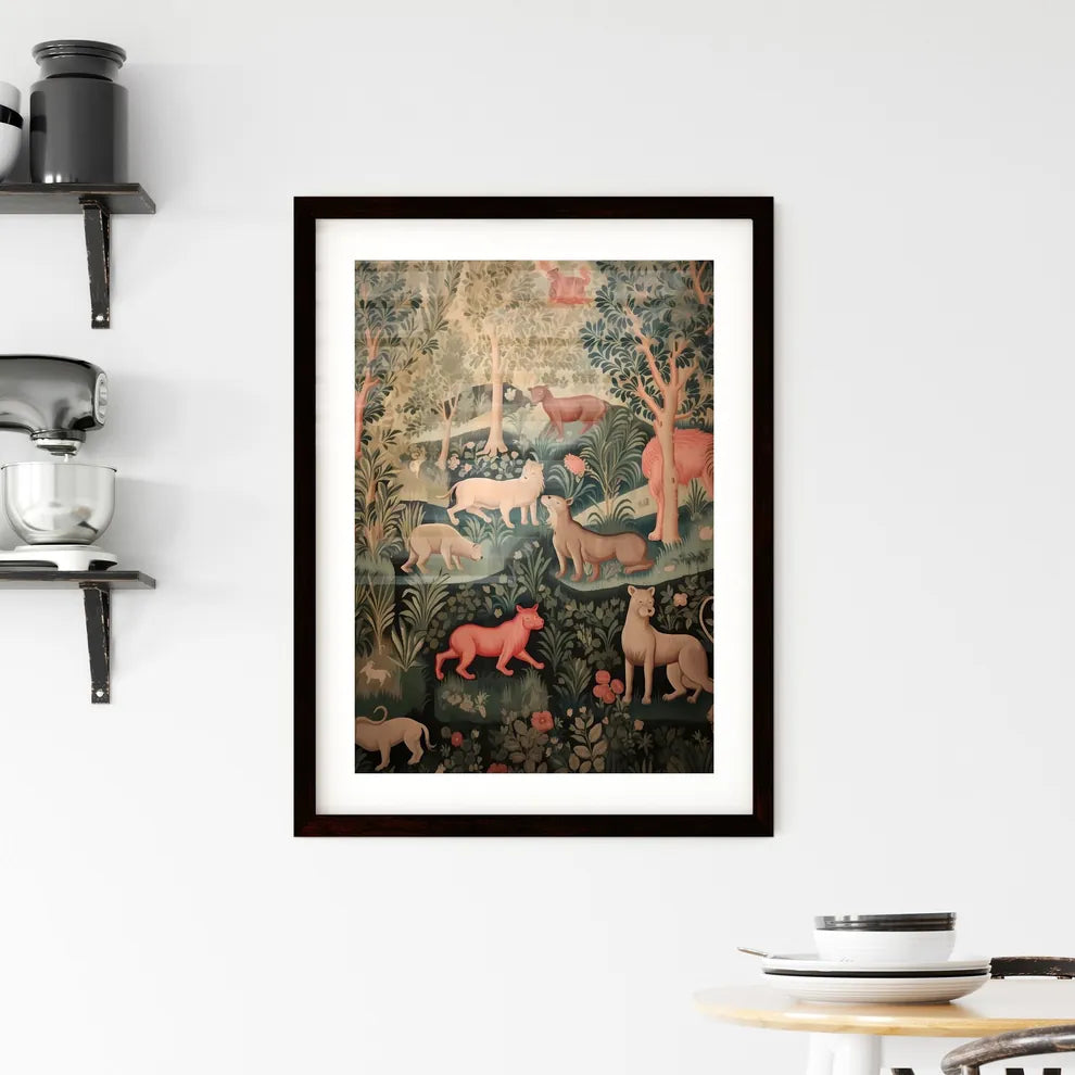 A Poster of lions owls and other animals  Framed Print