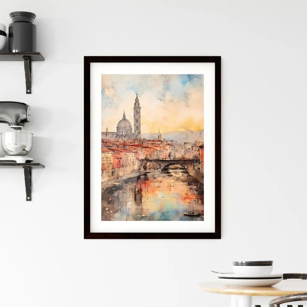 A Poster of paper texture background - A Watercolor Of A City Custom Print