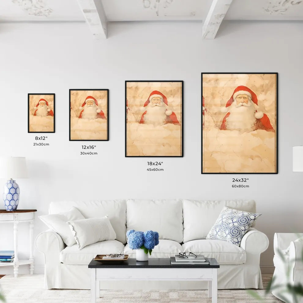A Poster of santa claus on a beige insulated - Kitchen Hangings