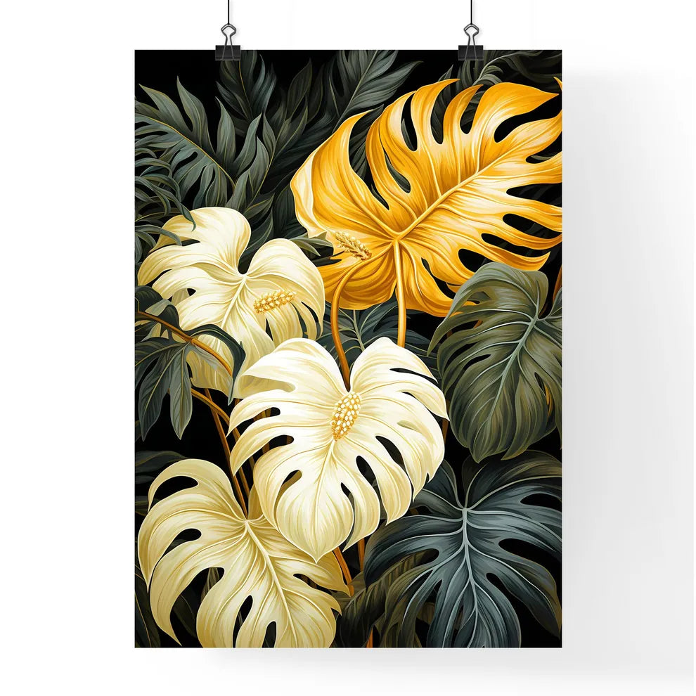A Poster of monochrome monstera tropical lea Poster