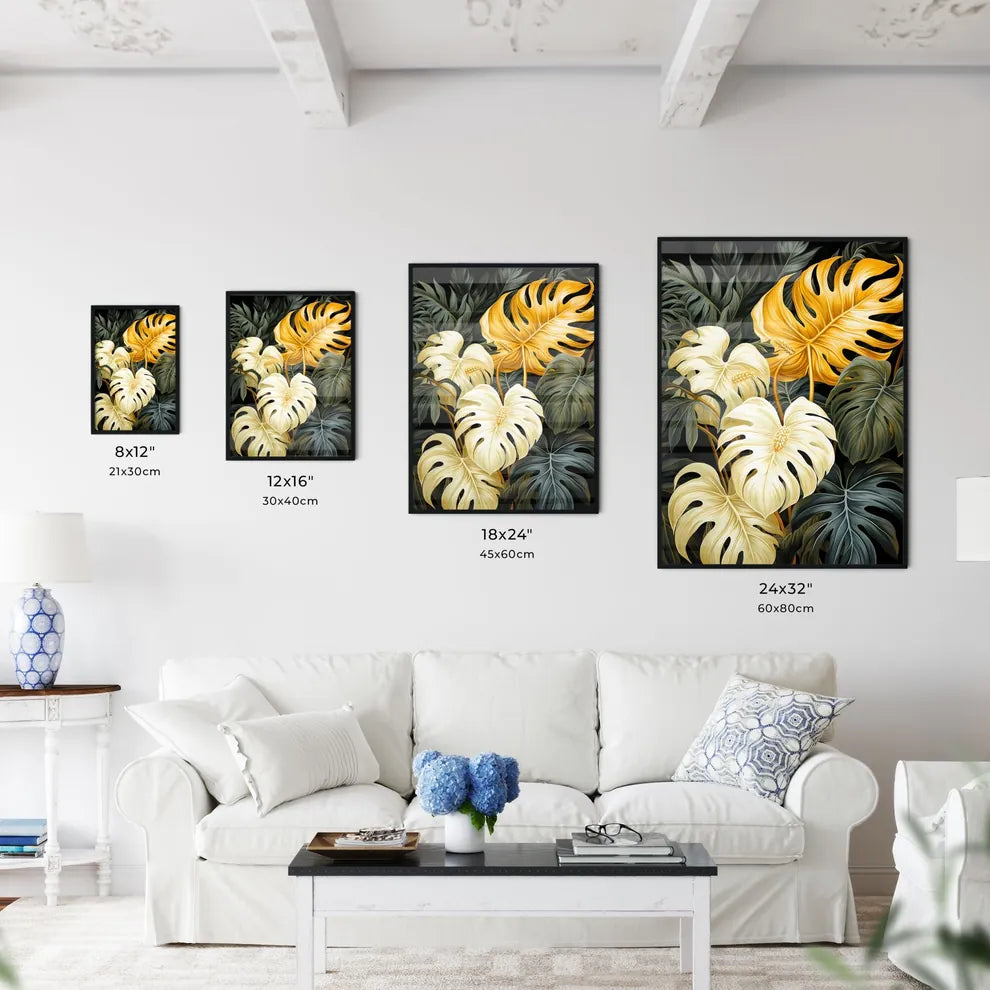 A Poster of monochrome monstera tropical lea - Kitchen Hangings