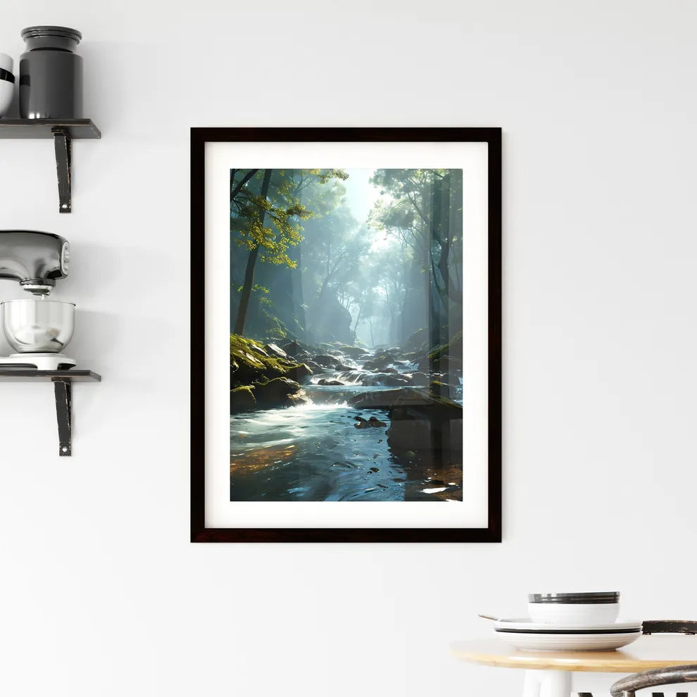 A Poster of Rainforests landscape - A River  Framed Print