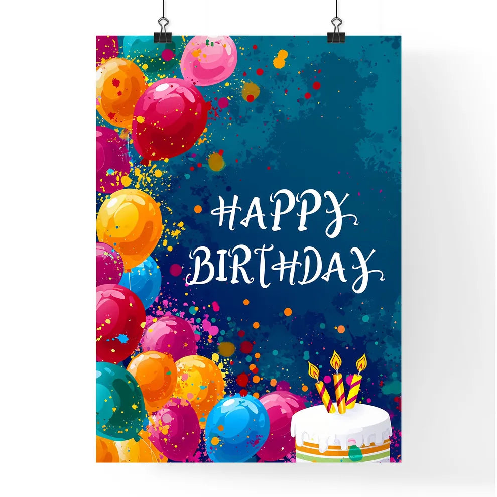 A Poster of happy birthday splatter picture  Poster