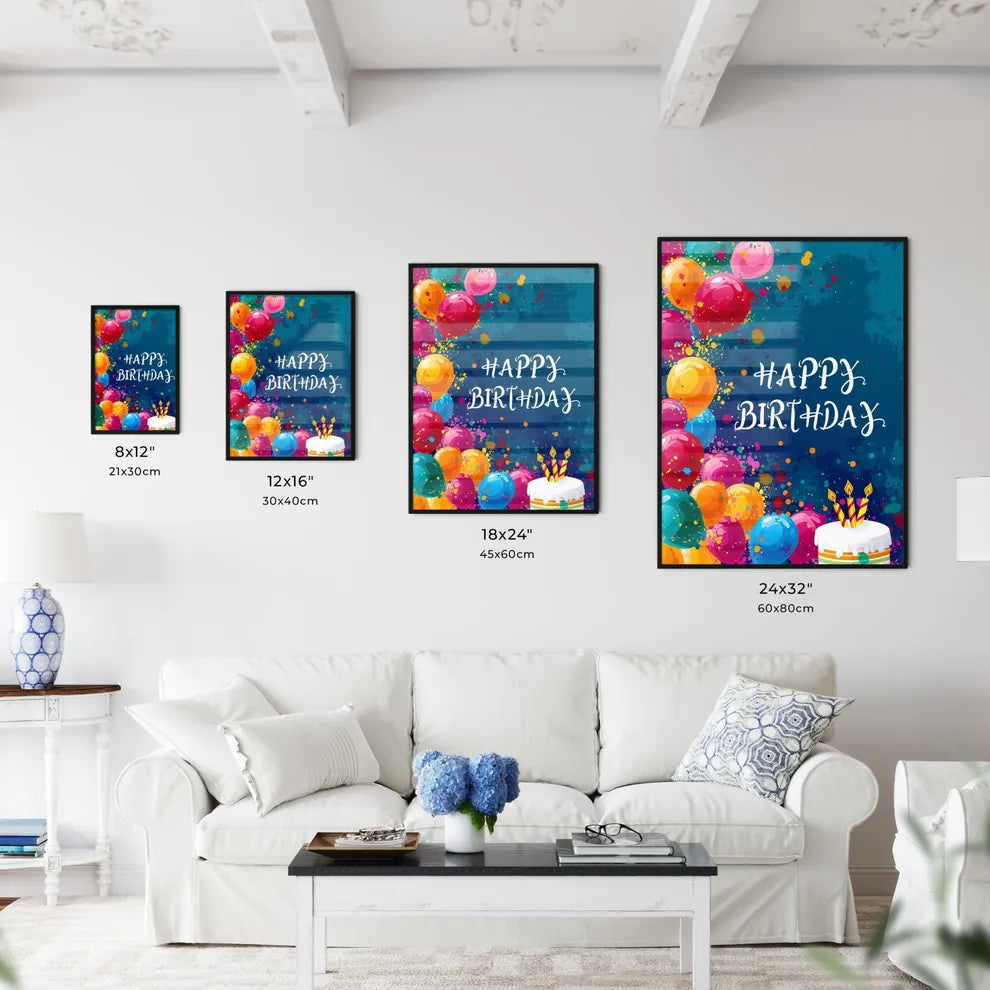 A Poster of happy birthday splatter picture  - Kitchen Hangings