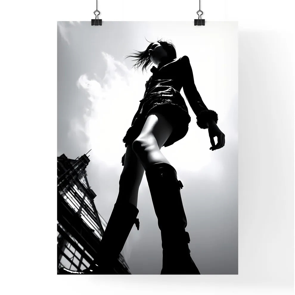 A Poster of girl model shooting low angle sh Poster