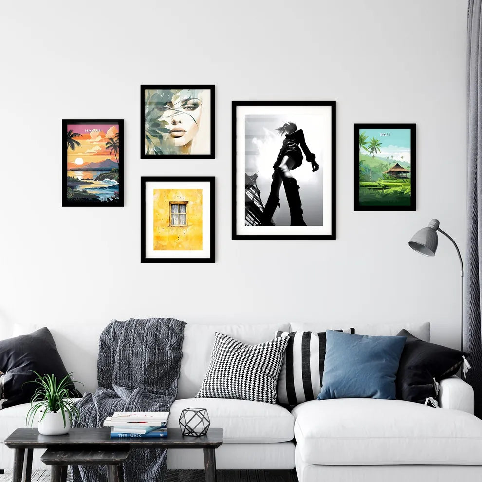 A Poster of girl model shooting low angle sh Wall Art