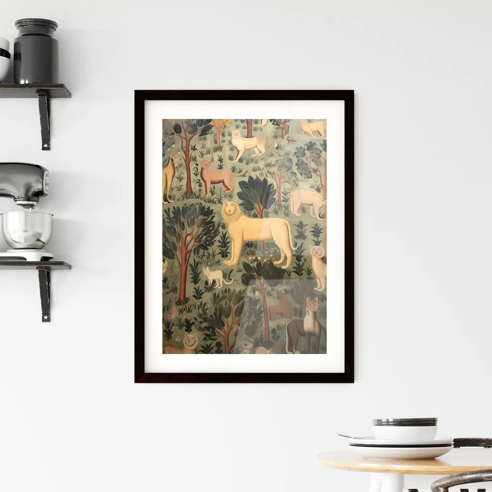 A Poster of lions owls and other animals  Framed Print