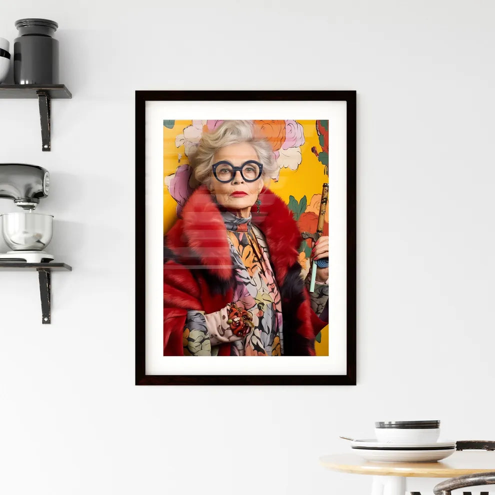 A Poster of gorgeous eldery eclectic woman i Framed Print