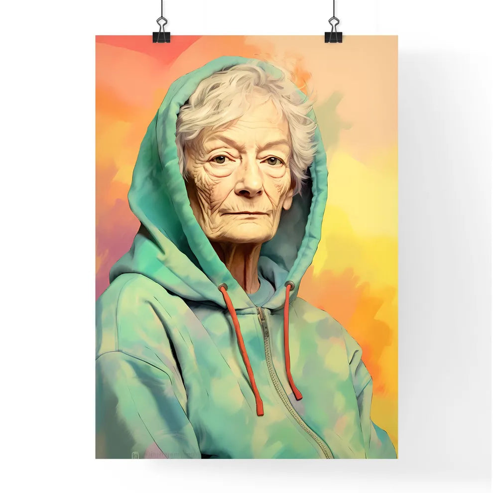 A Poster of Woman in her 70s wearing a styli Poster