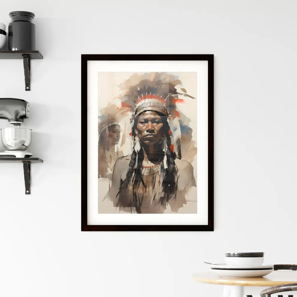 A Poster of indigenous portrait - A Man Wear Framed Print