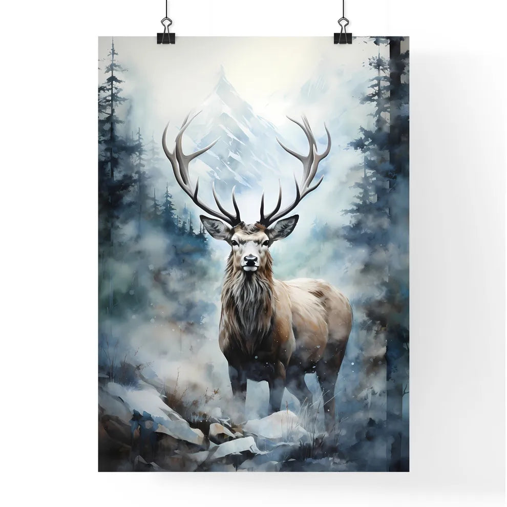 A Poster of elk in the fog print  Poster