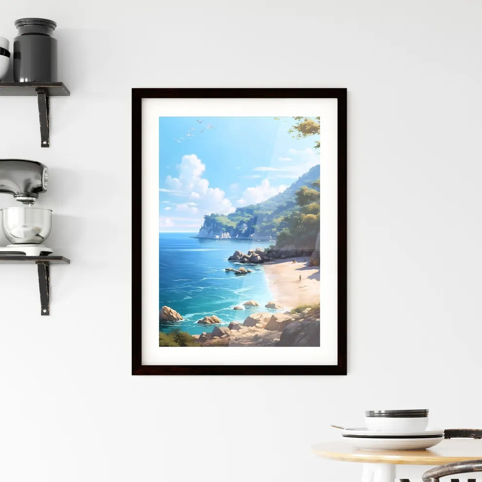 A Poster of Azure coast beautiful seashore - Framed Print