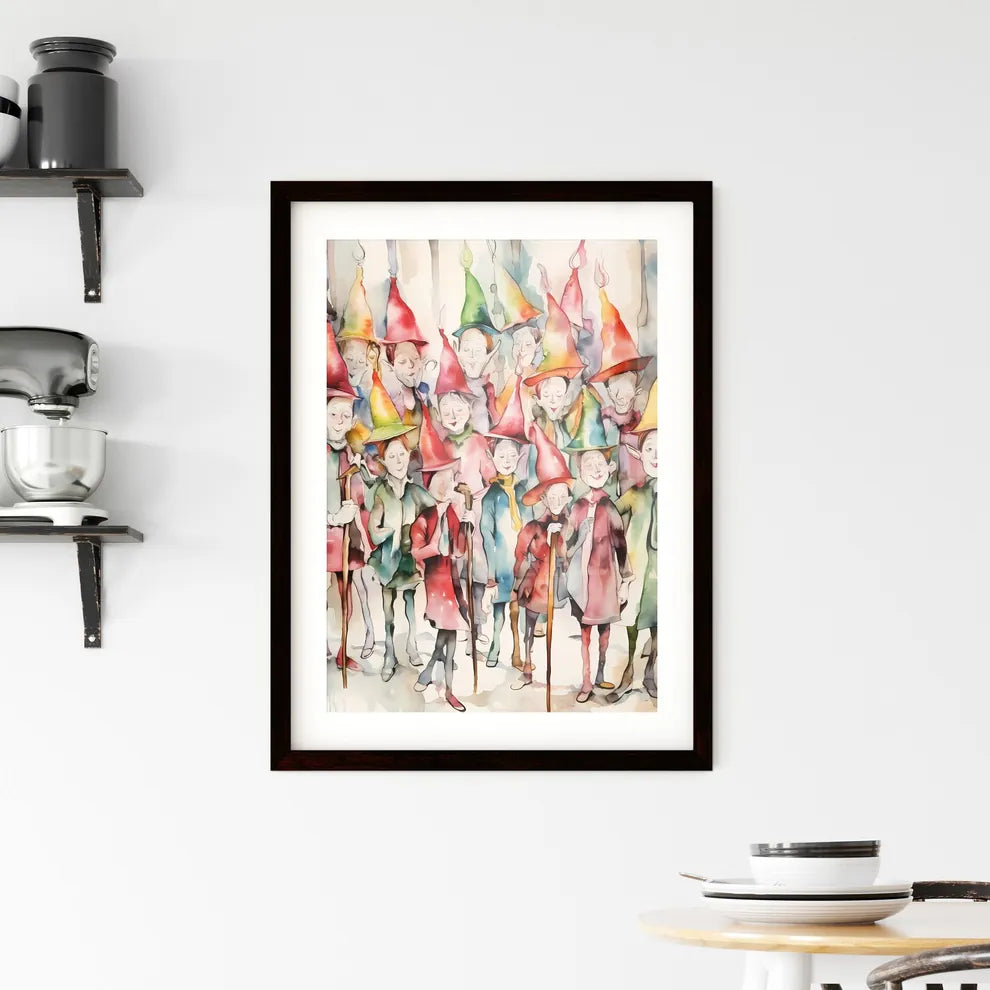 A Poster of whimsical colorful illustration  Framed Print