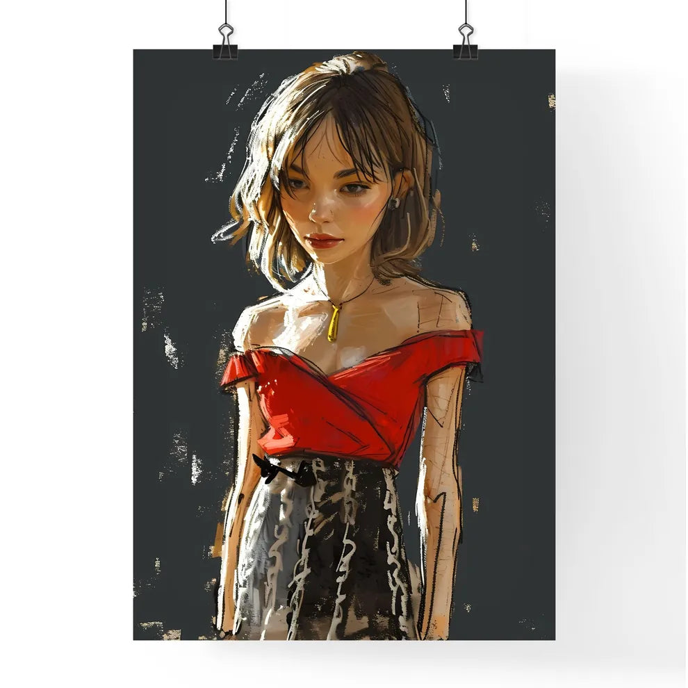 A Poster of cartoon illustration of a beauti Poster