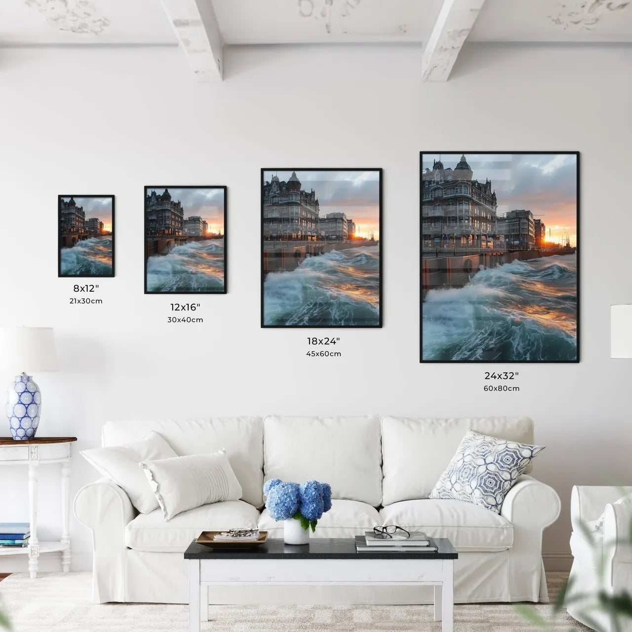 A Poster of Helsinki Capital of Finland - Waves Crashing Waves On A Dock Size Chart