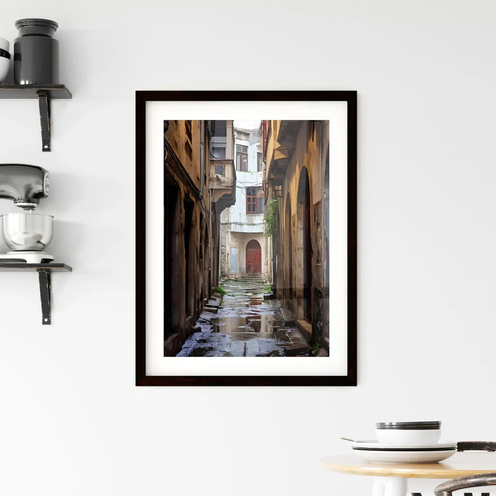 A Poster of Narrow street Ottoman architecture - A Narrow Alley Between Buildings Custom Print