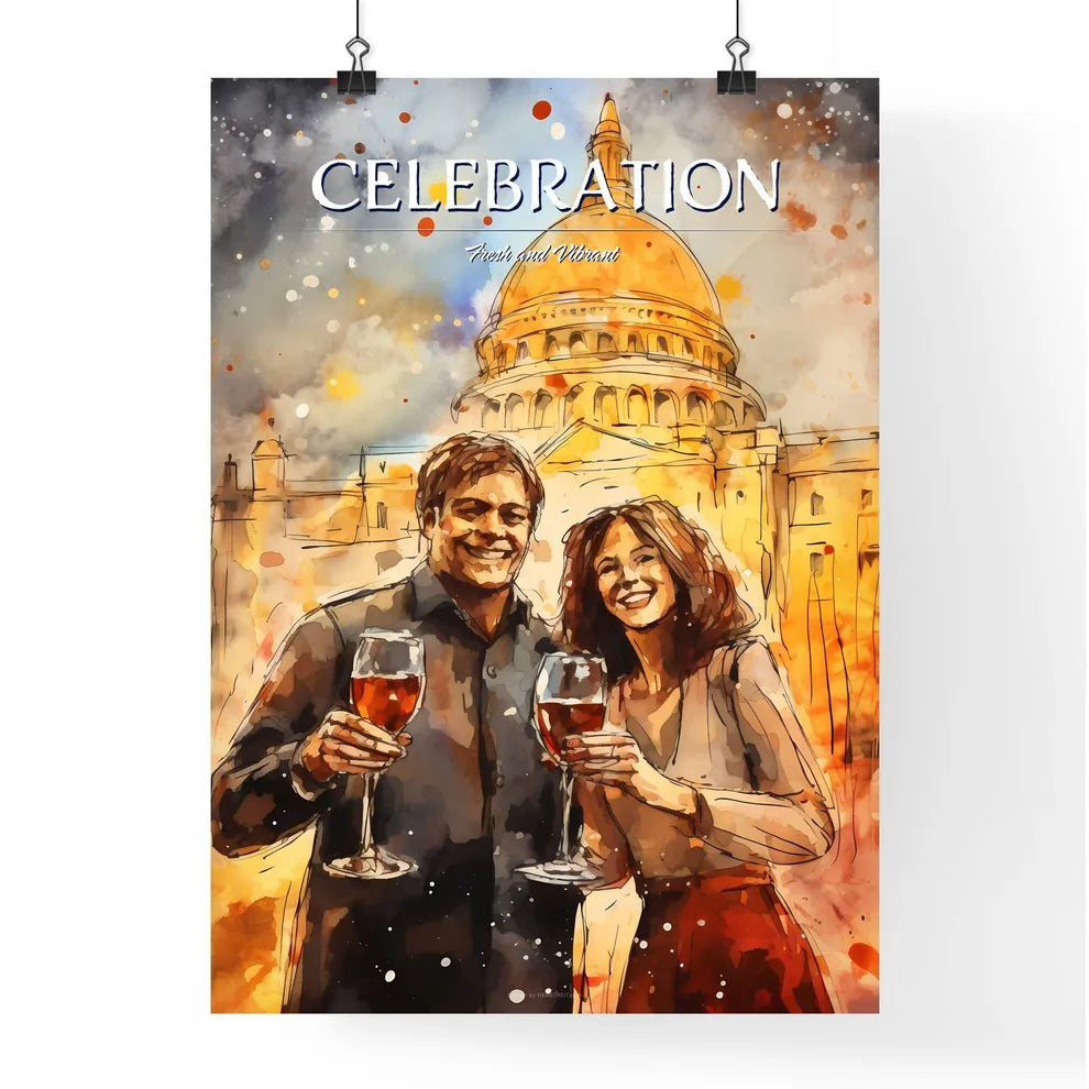 A Poster of happy people celebrating new yea Poster