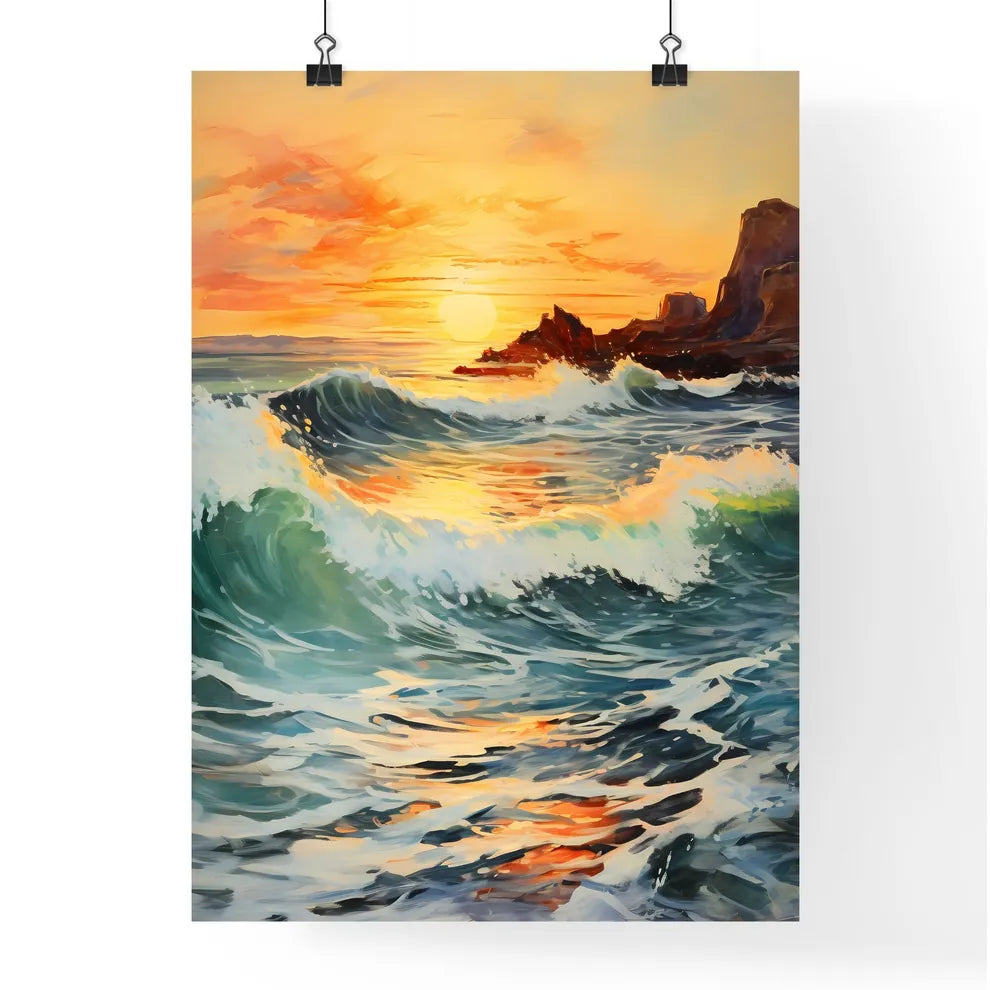 A Poster of breaking ocean wave falling - A  Poster
