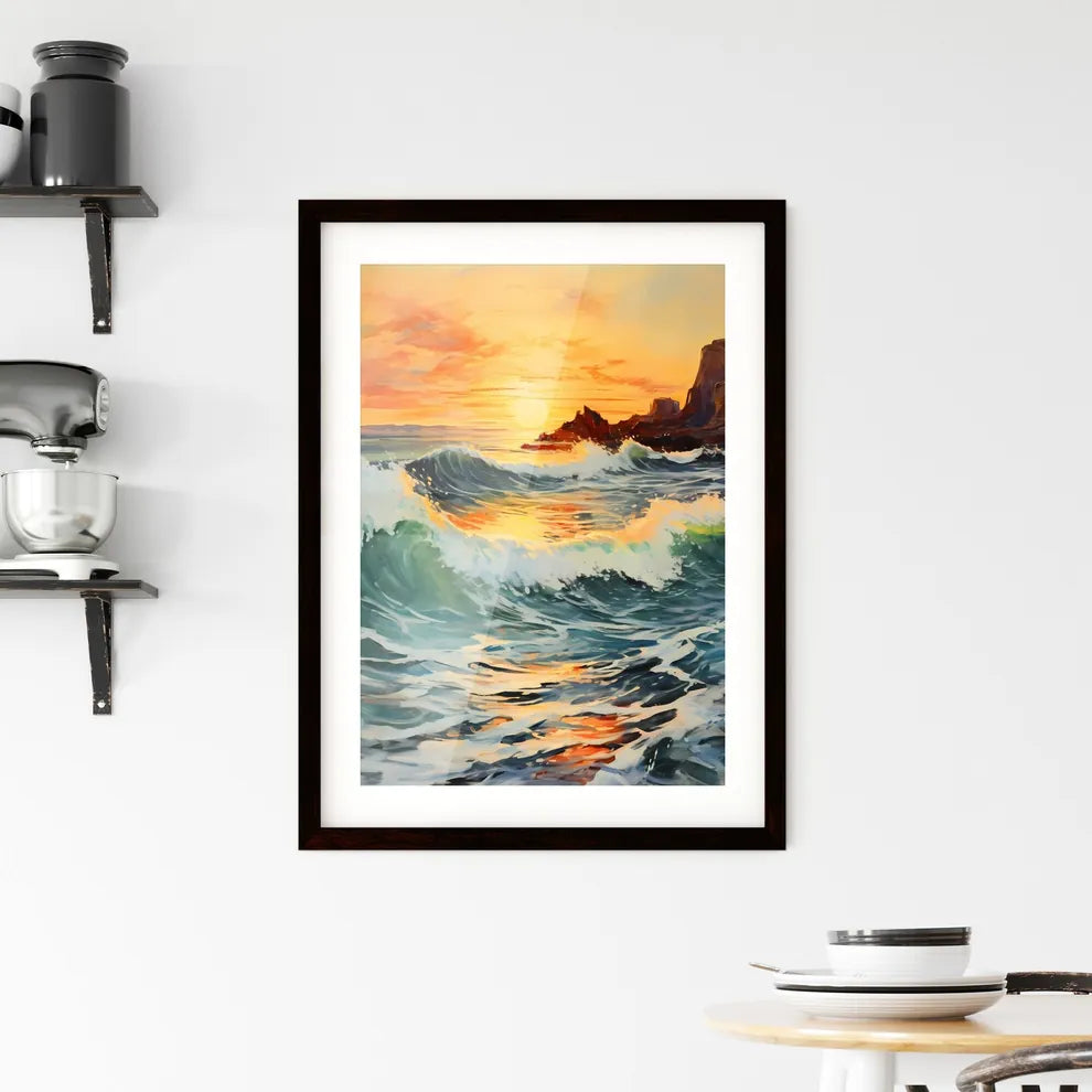A Poster of breaking ocean wave falling - A  Framed Print