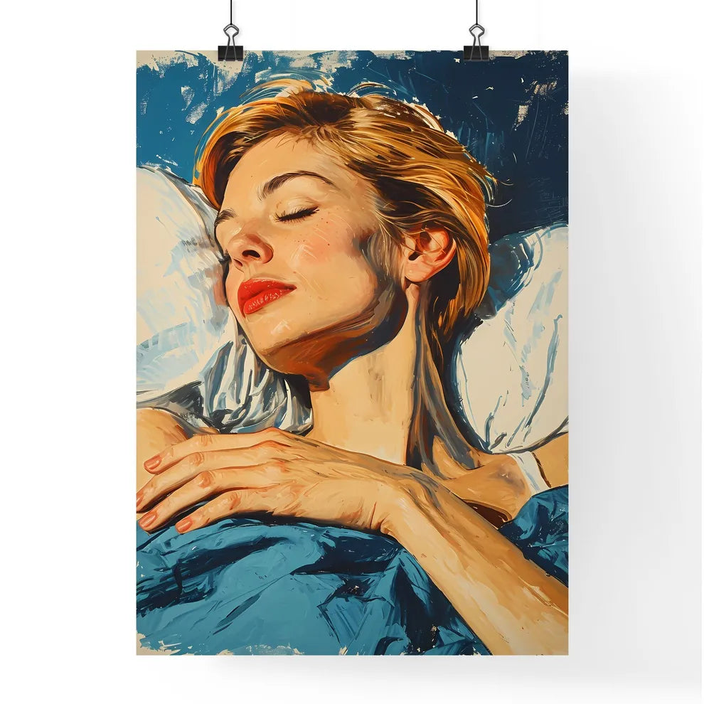 A Poster of painted portrait of woman in bed Poster