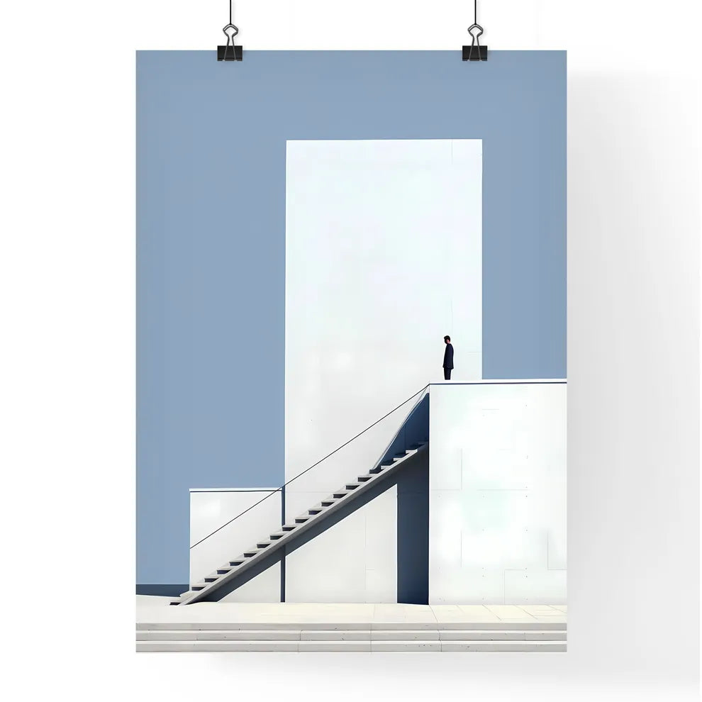A Poster of diminished minimalism art - A Man Standing On A White Building Poster