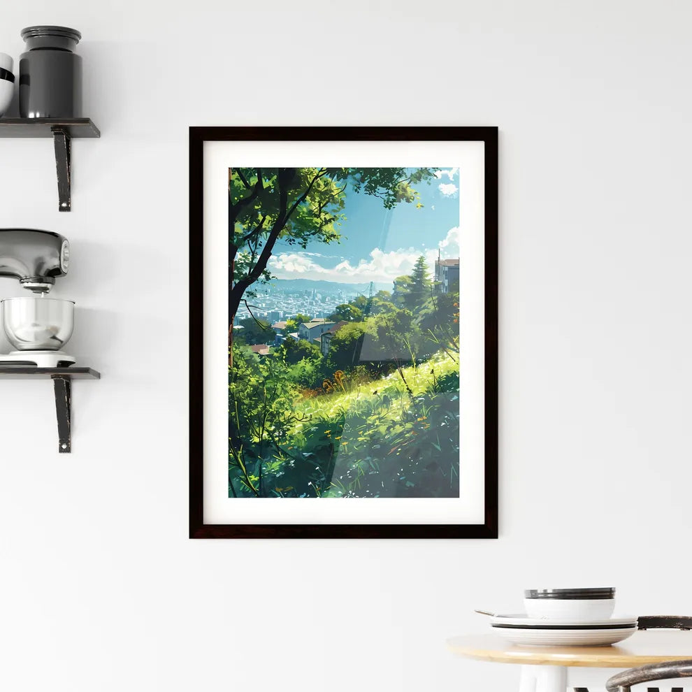 A Poster of San Franciso Skyline - A View Of A City From A Hill Custom Print