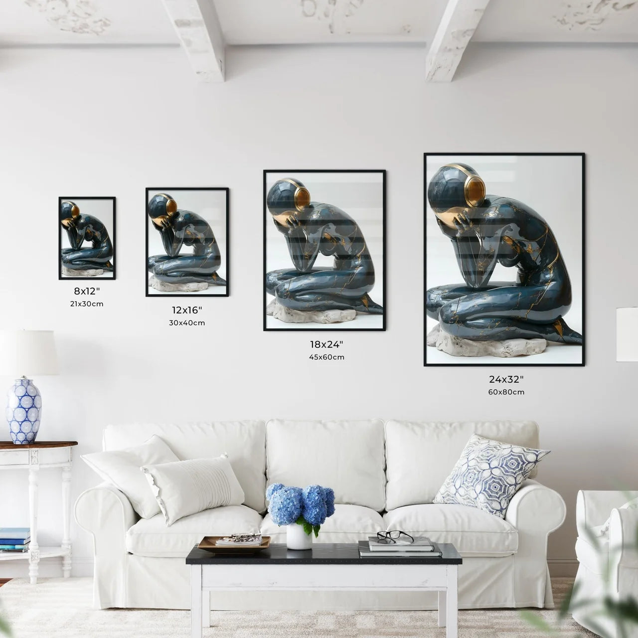 A Poster of a woman wearing chrome reflective body suite  Size Chart