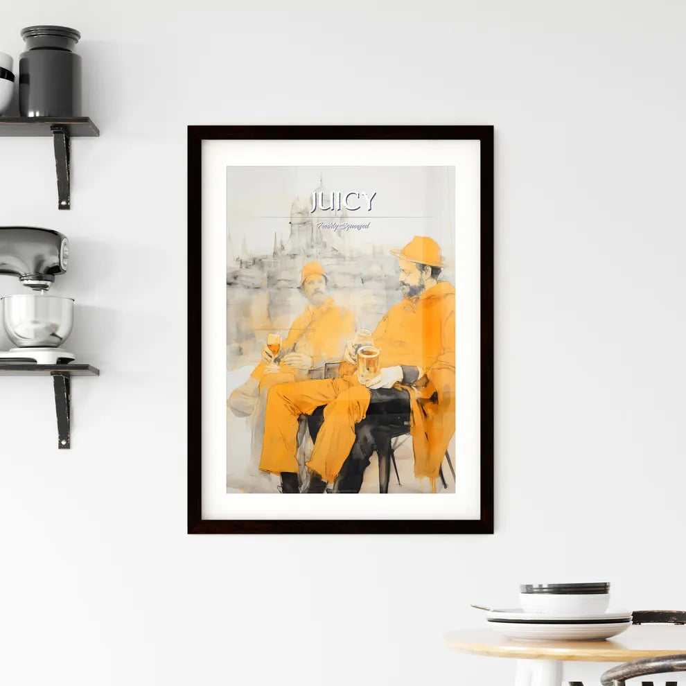 A Poster of orange juice - A Couple Of Men W Framed Print