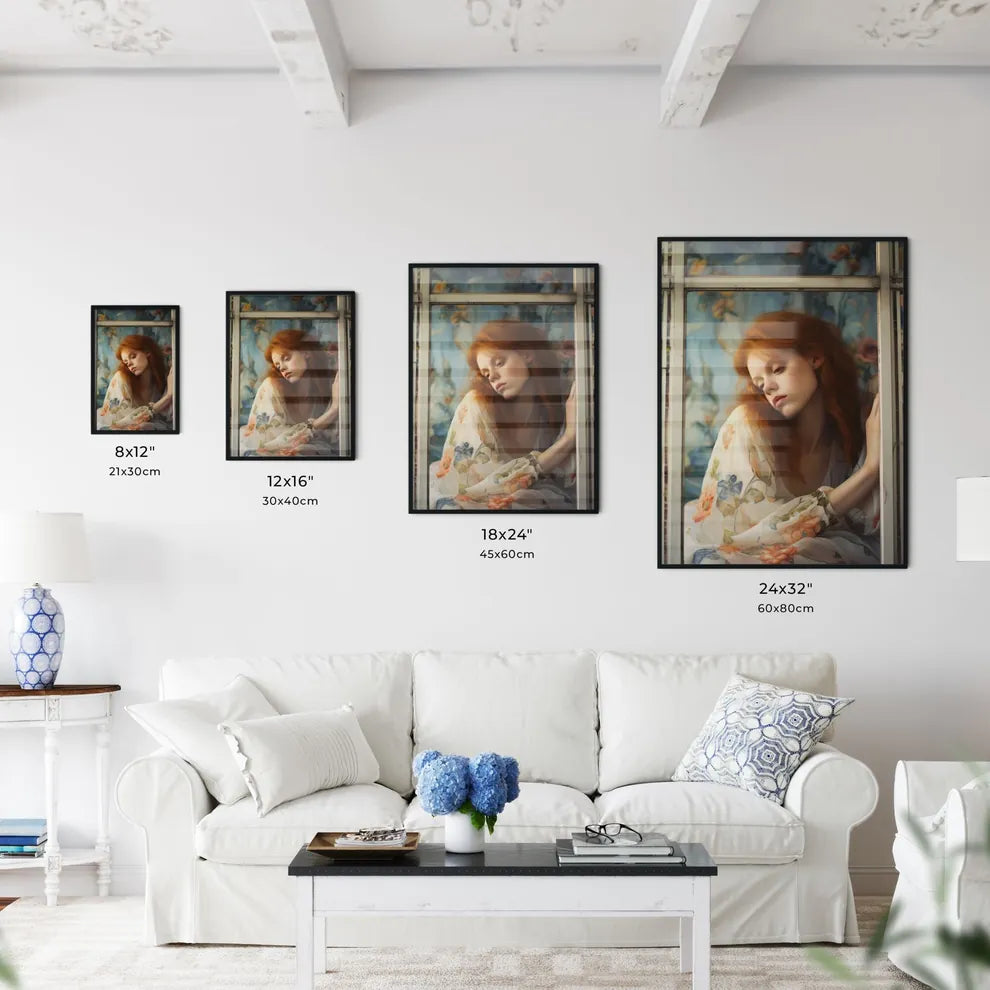 A Poster of woman with red hair sitting - A  - Kitchen Hangings