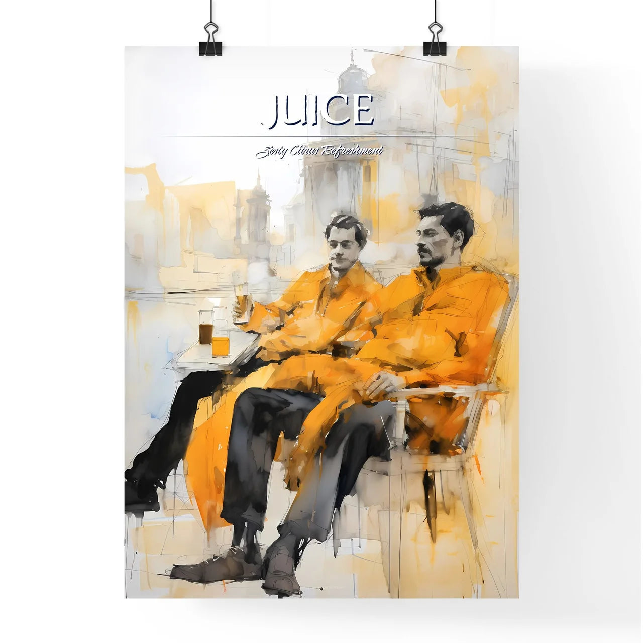 A Poster of orange juice - A Couple Of Men S Poster