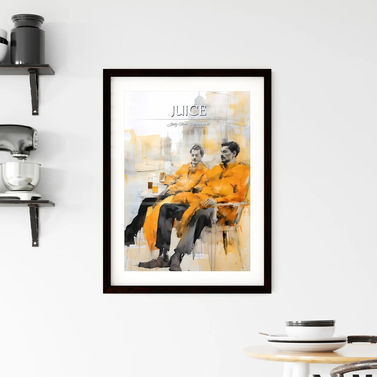 A Poster of orange juice - A Couple Of Men S Framed Print