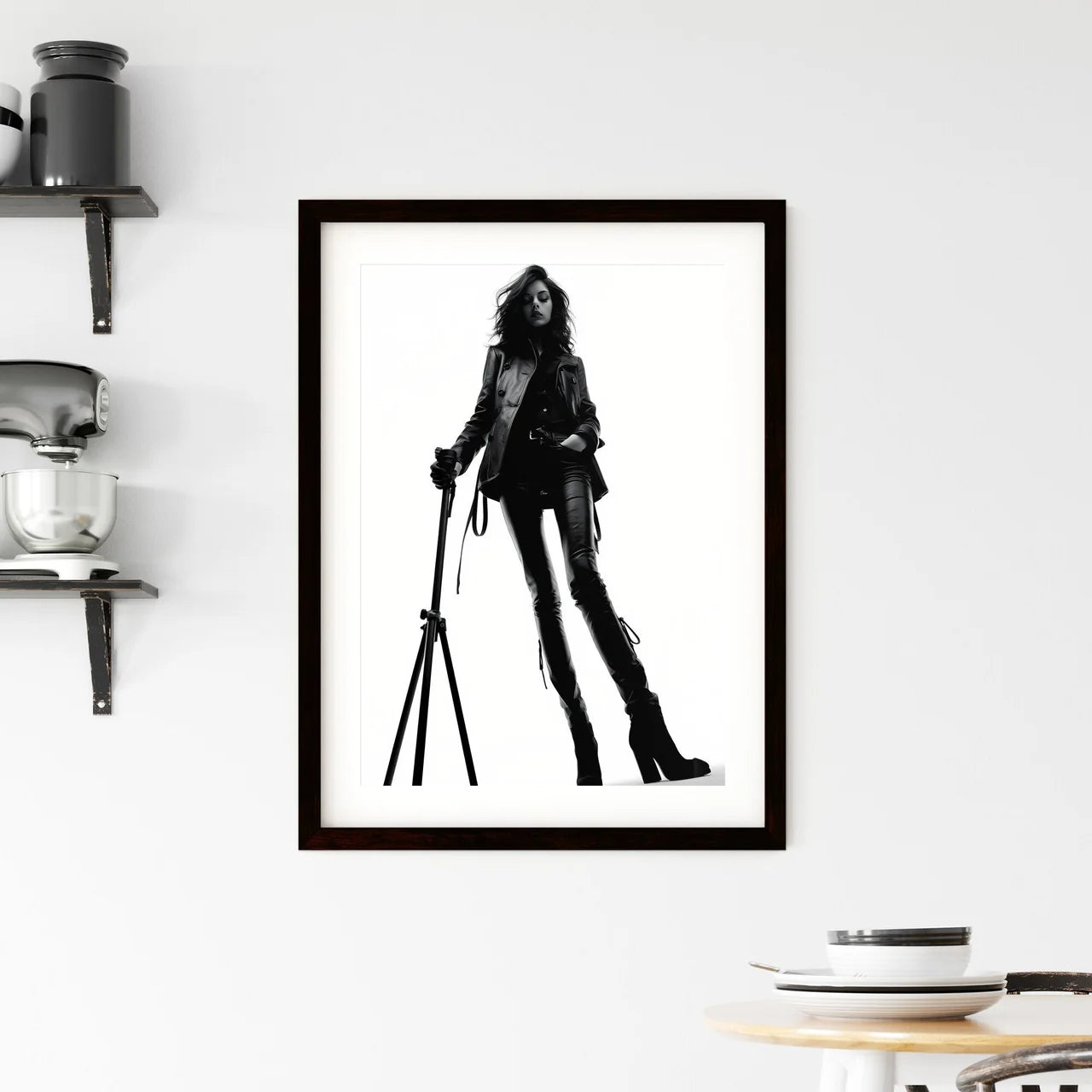 A Poster of girl model shooting low angle sh Framed Print