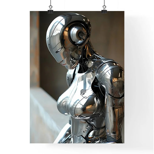 A Poster of a woman wearing chrome reflectiv Poster