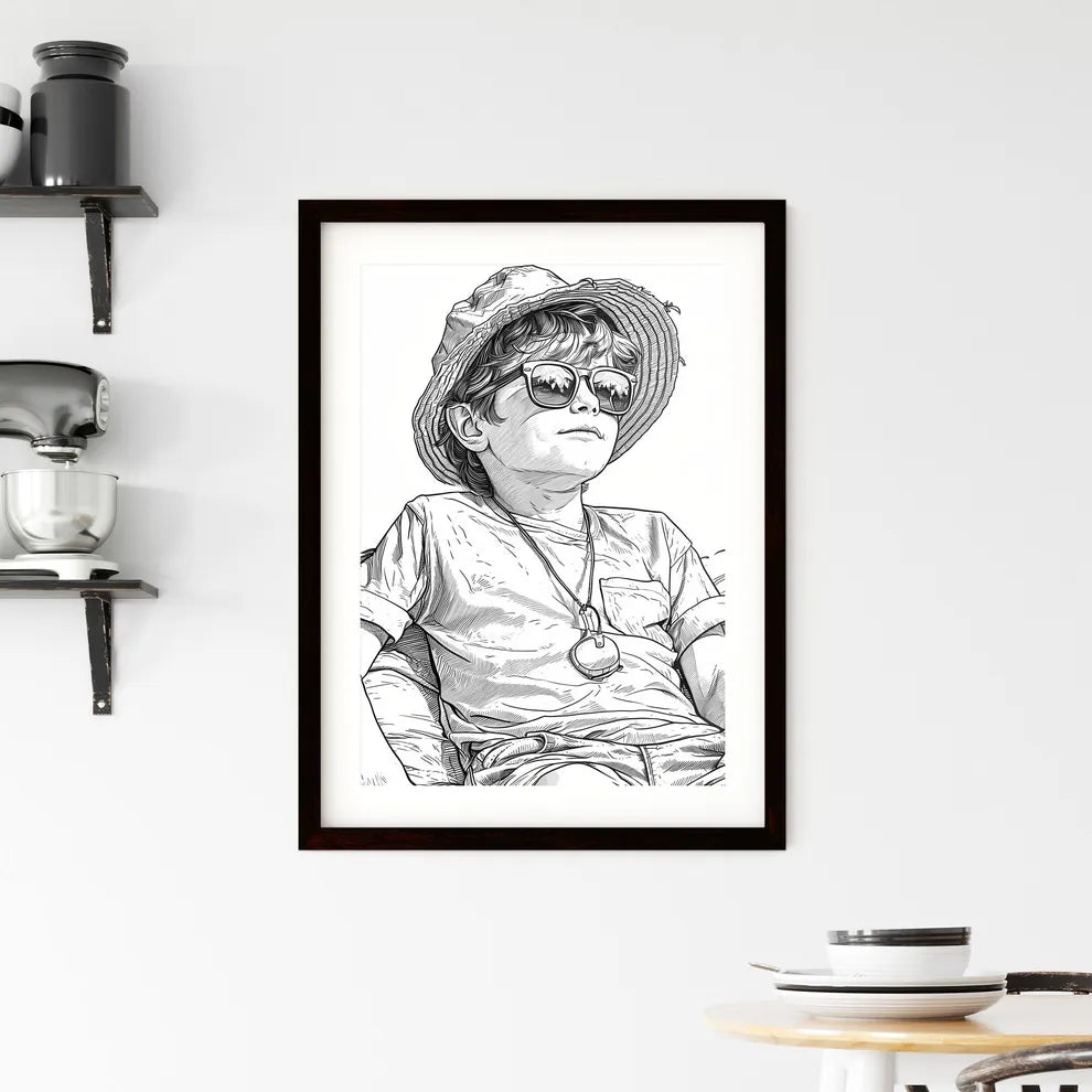A Poster of coloring page for kids summer -  Framed Print