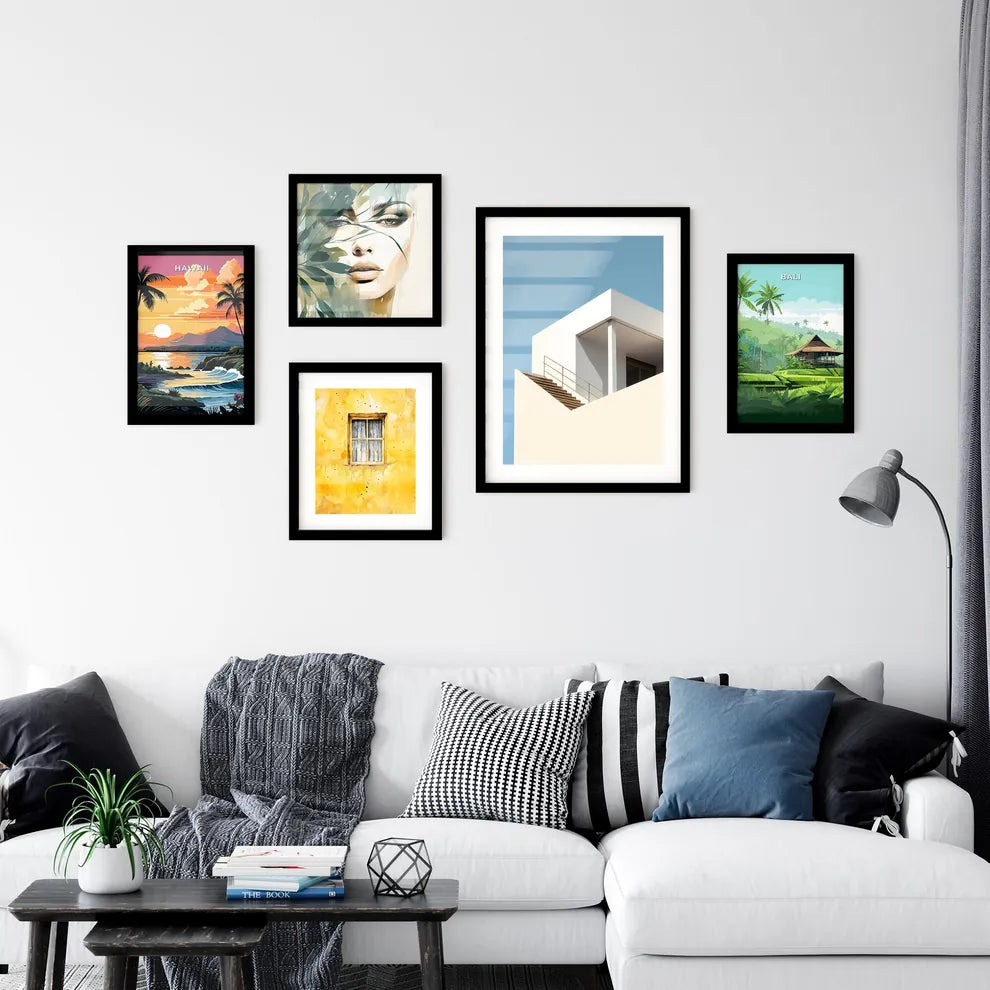 A Poster of diminished minimalism art - A White Building With Stairs Interior Design