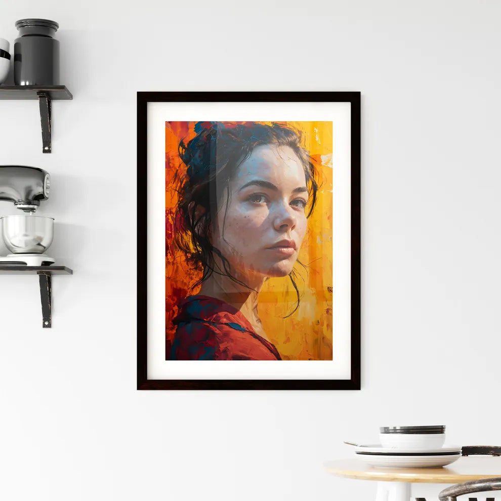 A Poster of painted portrait of woman in bed Framed Print