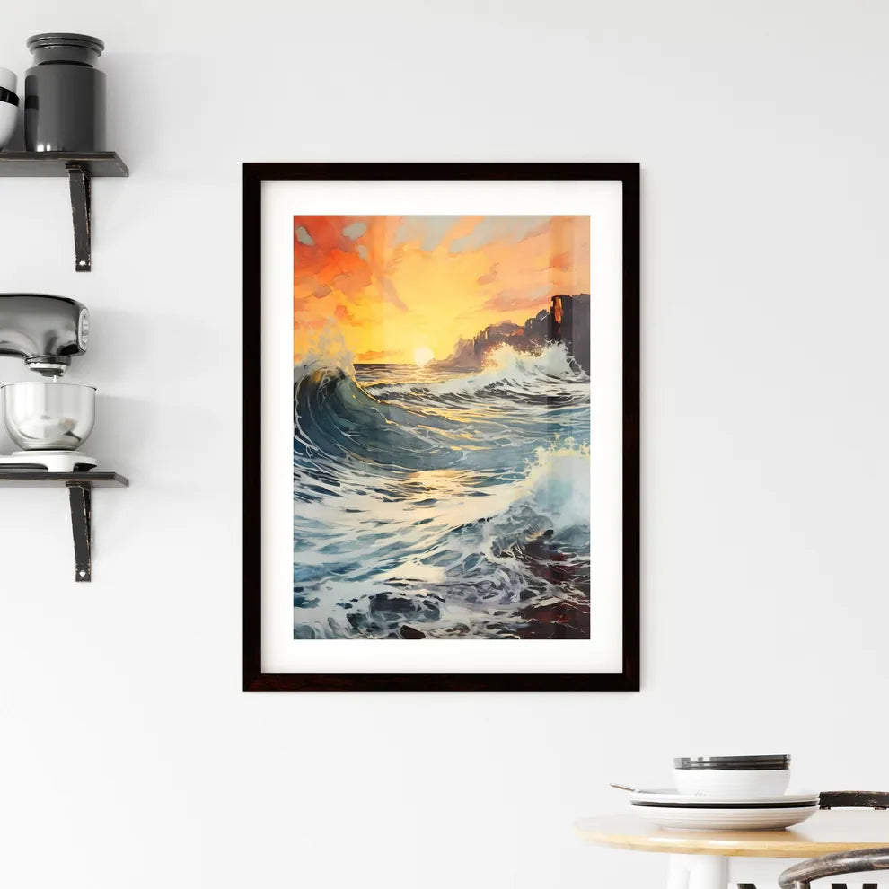 A Poster of breaking ocean wave falling - A  Framed Print