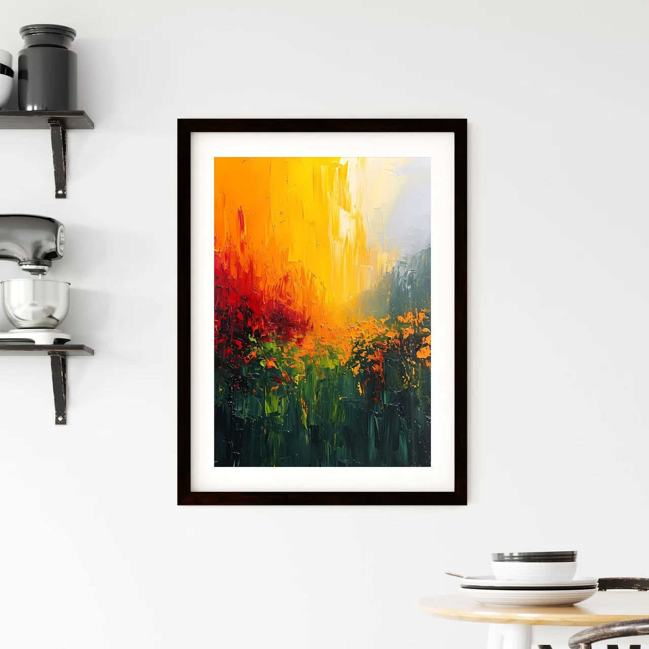 A Poster of Boho Green Minimalist poster pai Framed Print